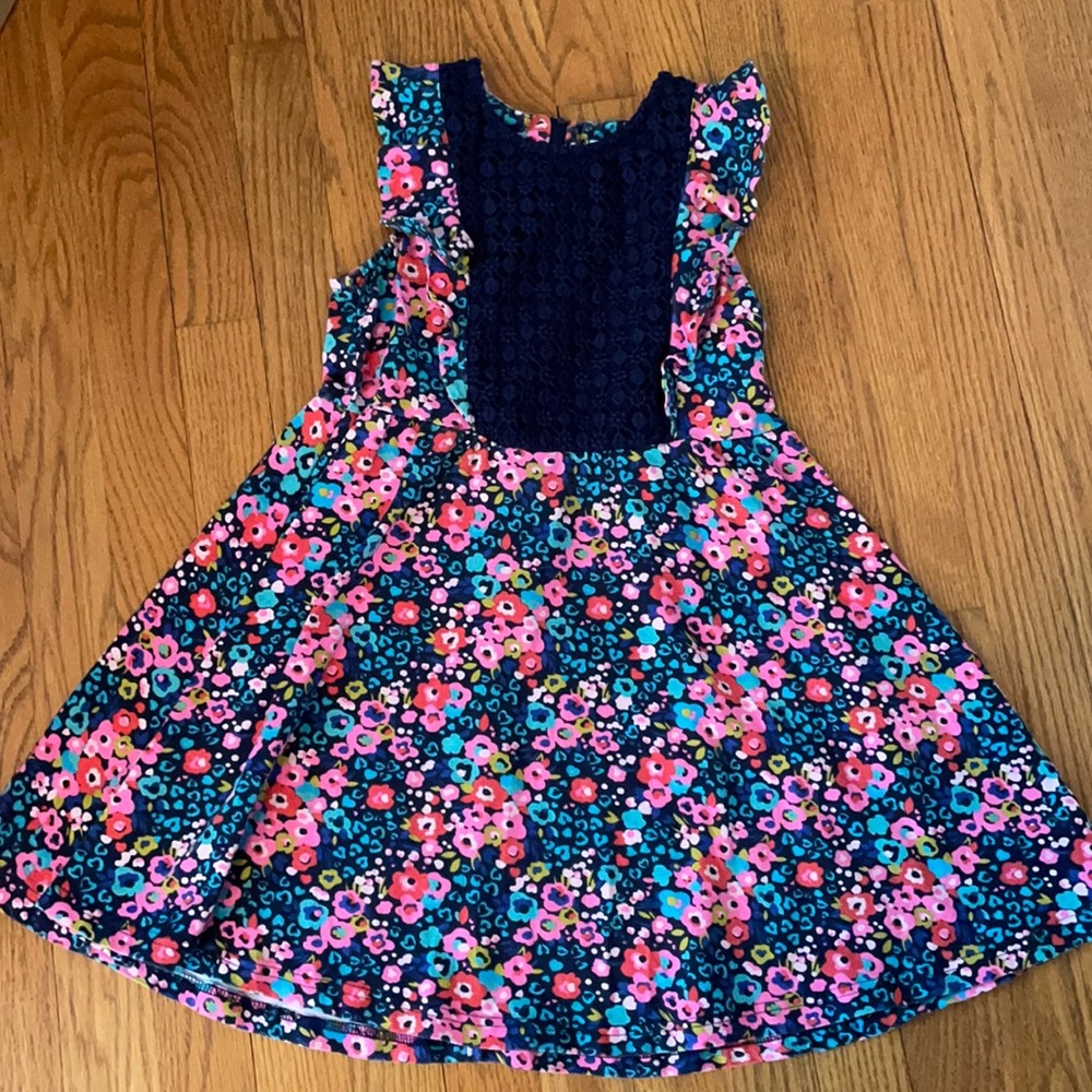 Hartstrings Girls Blue Flowered Dress